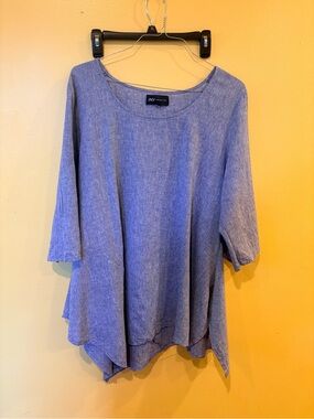 Blue Linen-Blend Swing Top JNY XL